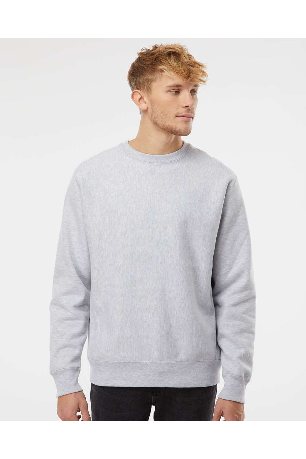 Independent Trading Co. IND5000C Mens Legend Crewneck Sweatshirt Heather Grey Model Front