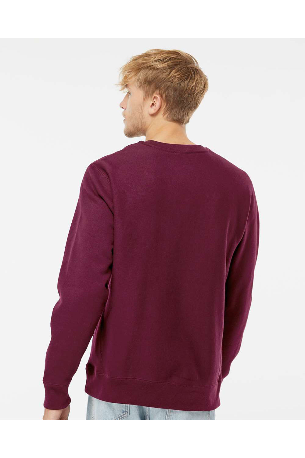 Independent Trading Co. IND5000C Mens Legend Crewneck Sweatshirt Maroon Model Back