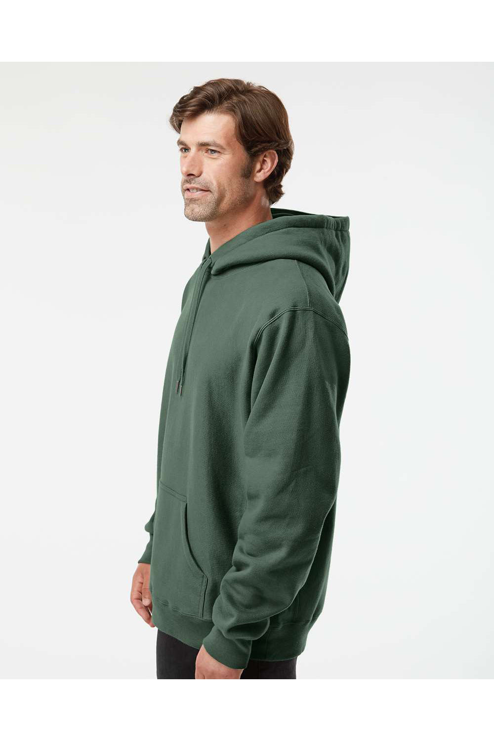 Independent Trading Co. IND5000P Mens Legend Hooded Sweatshirt Hoodie Alpine Green Model Side