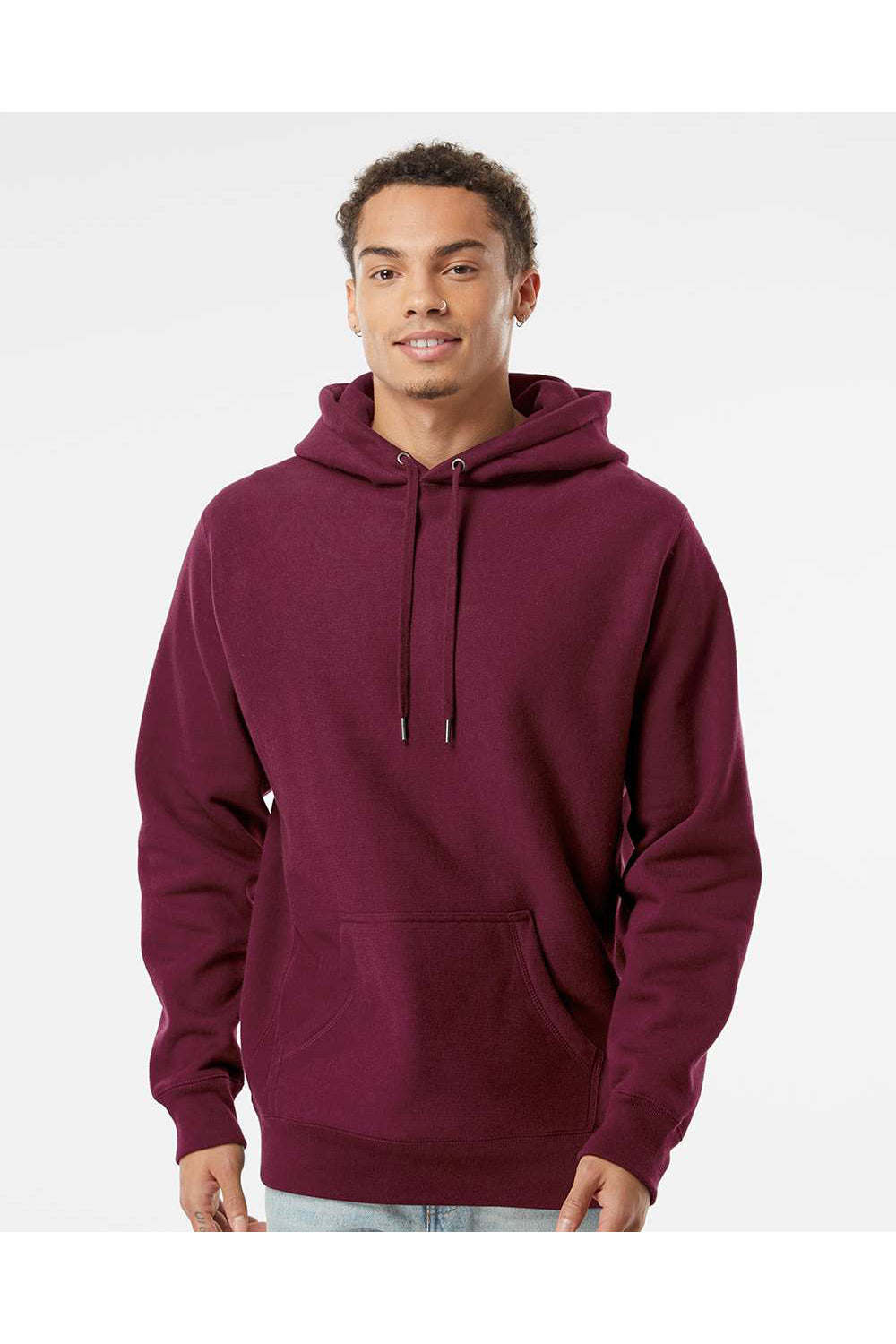 Independent Trading Co. IND5000P Mens Legend Hooded Sweatshirt Hoodie Maroon Model Front