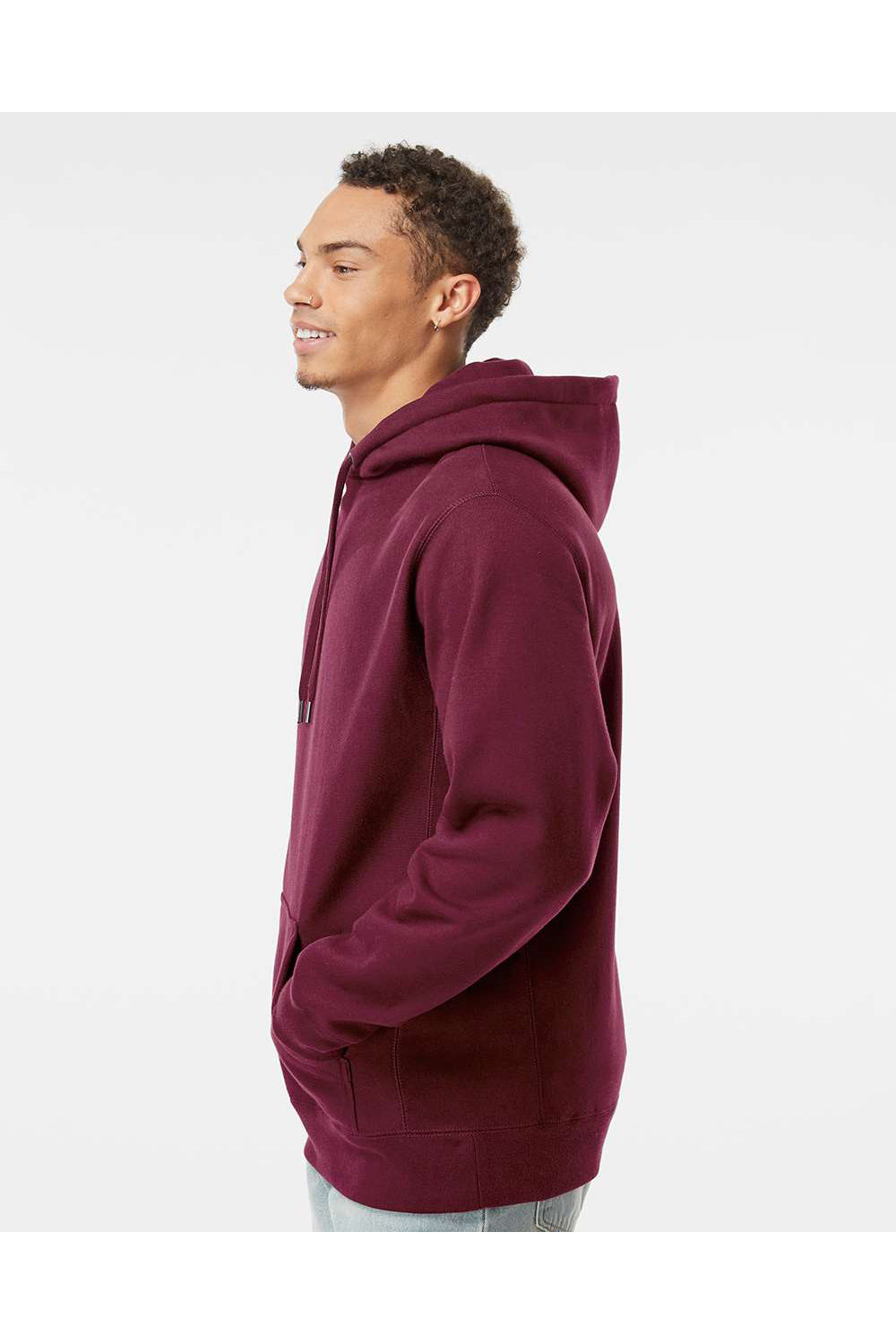 Independent Trading Co. IND5000P Mens Legend Hooded Sweatshirt Hoodie Maroon Model Side