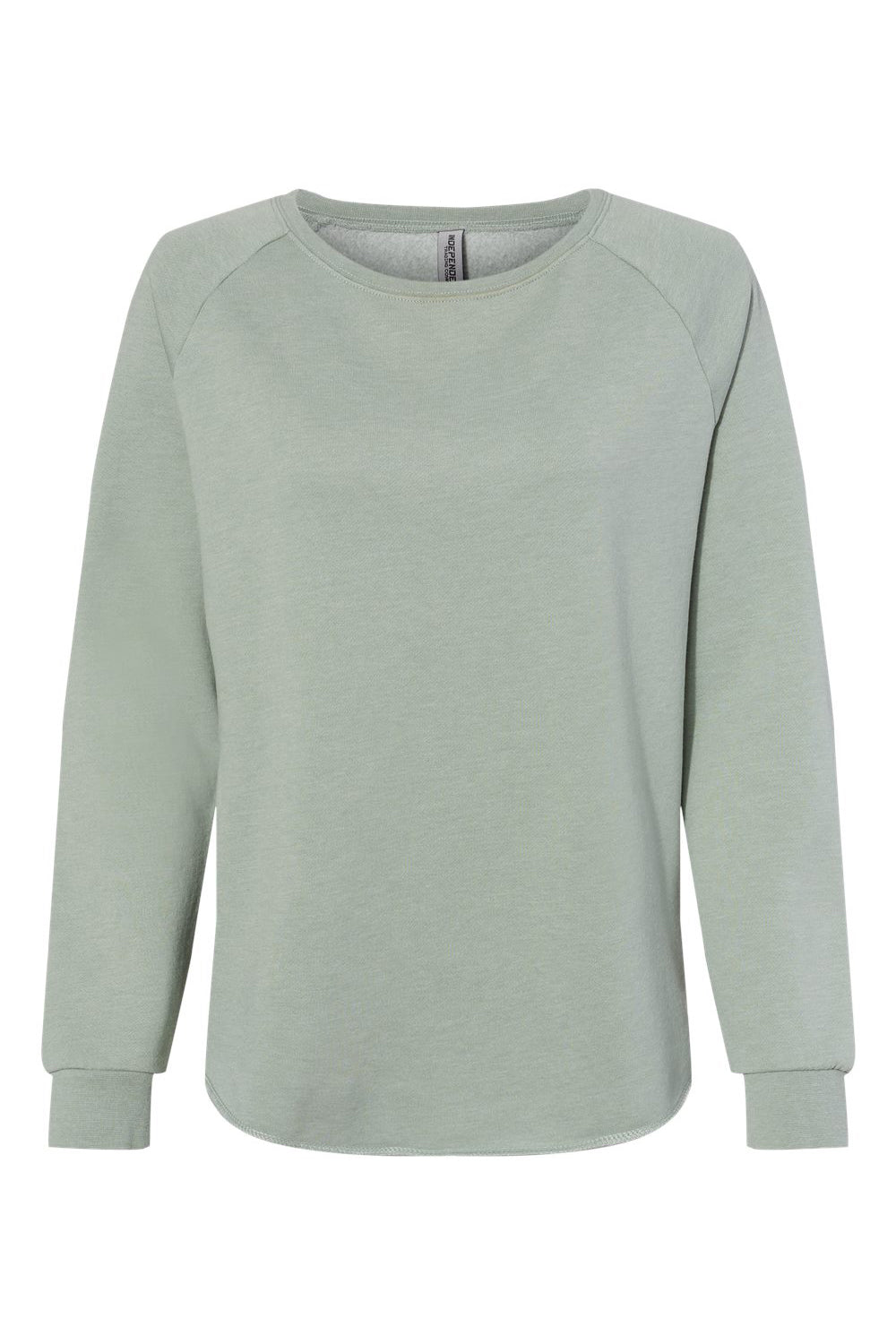 Independent Trading Co. PRM2000 Womens California Wave Wash Crewneck Sweatshirt Sage Green Flat Front