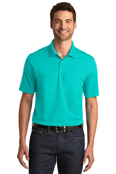 Port Authority K110 Mens Dry Zone Moisture Wicking Short Sleeve Polo Shirt Aquamarine Model Front