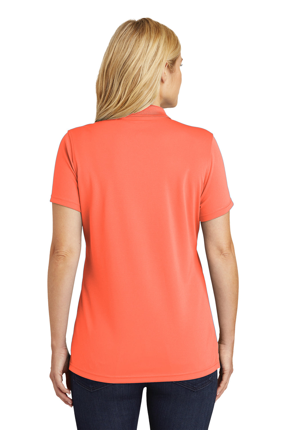 Port Authority LK110 Womens Dry Zone Moisture Wicking Short Sleeve Polo Shirt Coral Splash Model Back