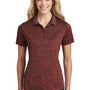 Sport-Tek Womens Electric Heather Moisture Wicking Short Sleeve Polo Shirt - Deep Red Black Electric