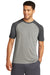 Sport-Tek ST400 Mens Moisture Wicking Short Sleeve Crewneck T-Shirt Heather Light Grey/Heather Dark Grey Model Front