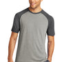 Sport-Tek Mens Moisture Wicking Short Sleeve Crewneck T-Shirt - Heather Light Grey/Heather Dark Grey