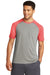 Sport-Tek ST400 Mens Moisture Wicking Short Sleeve Crewneck T-Shirt Heather Light Grey/Heather True Red Model Front