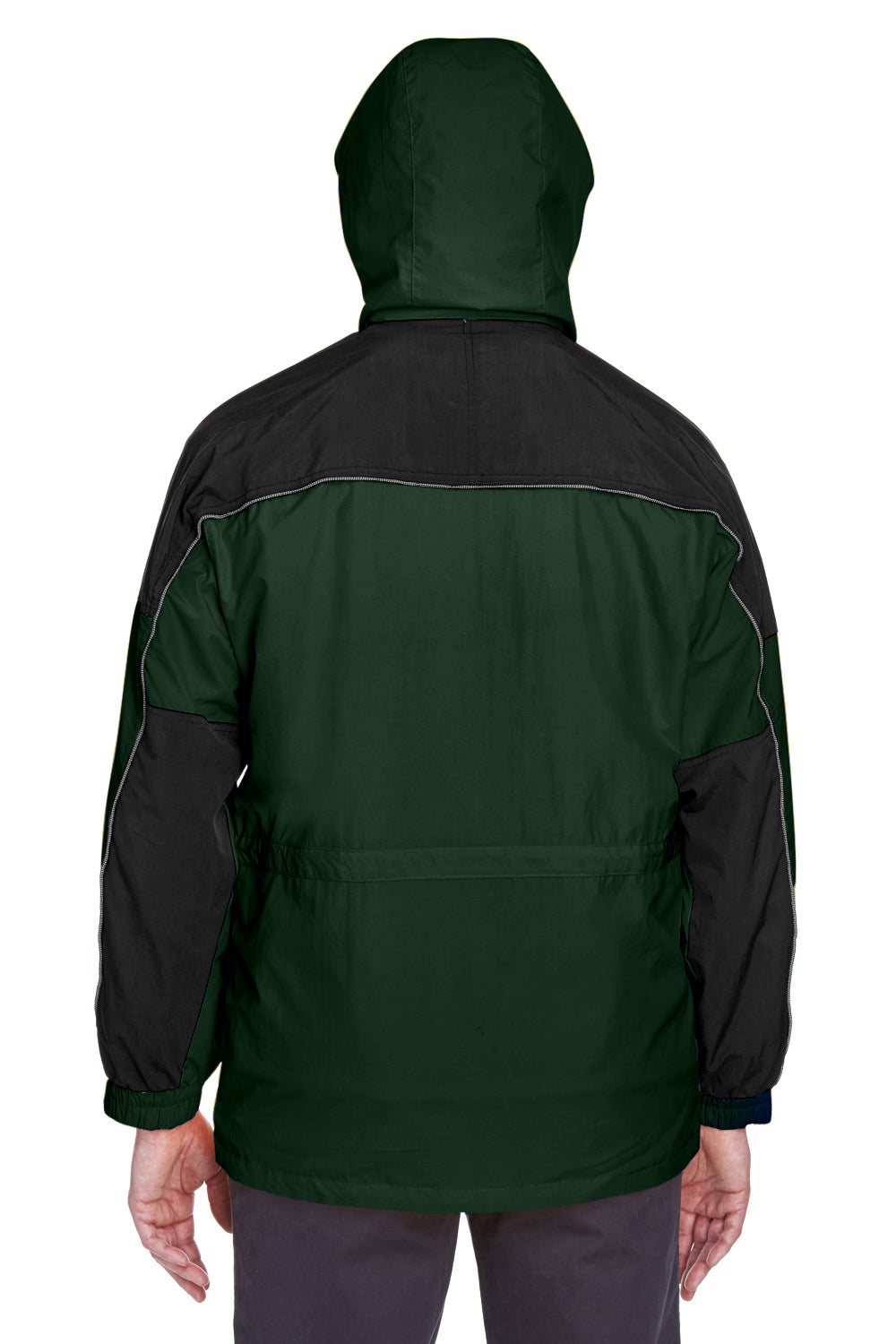 North End 88006 Mens 3-in-1 Water Resistant Full Zip Hooded Jacket Alpine Green/Black Model Back