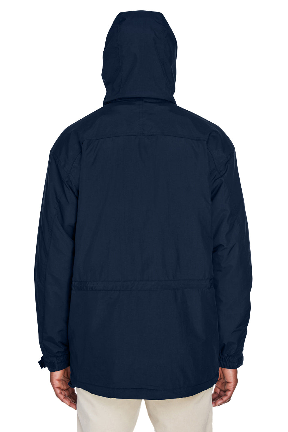 North End 88007 Mens 3-in-1 Water Resistant Full Zip Hooded Jacket Midnight Navy Blue Model Back