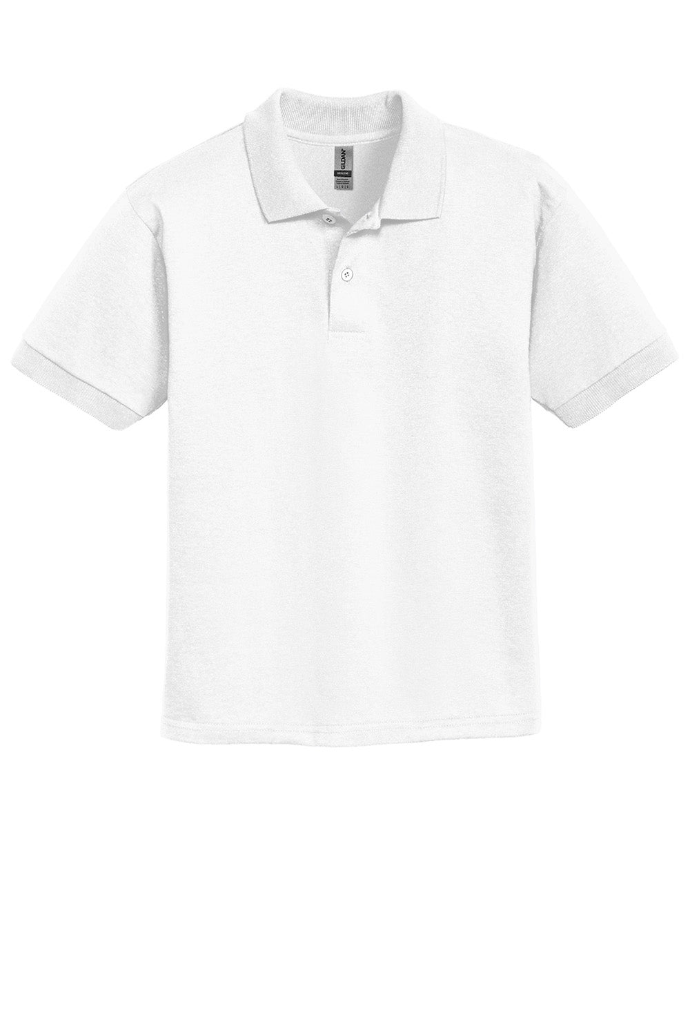 Gildan 8800B/G880B Youth DryBlend Moisture Wicking Short Sleeve Polo Shirt White Flat Front