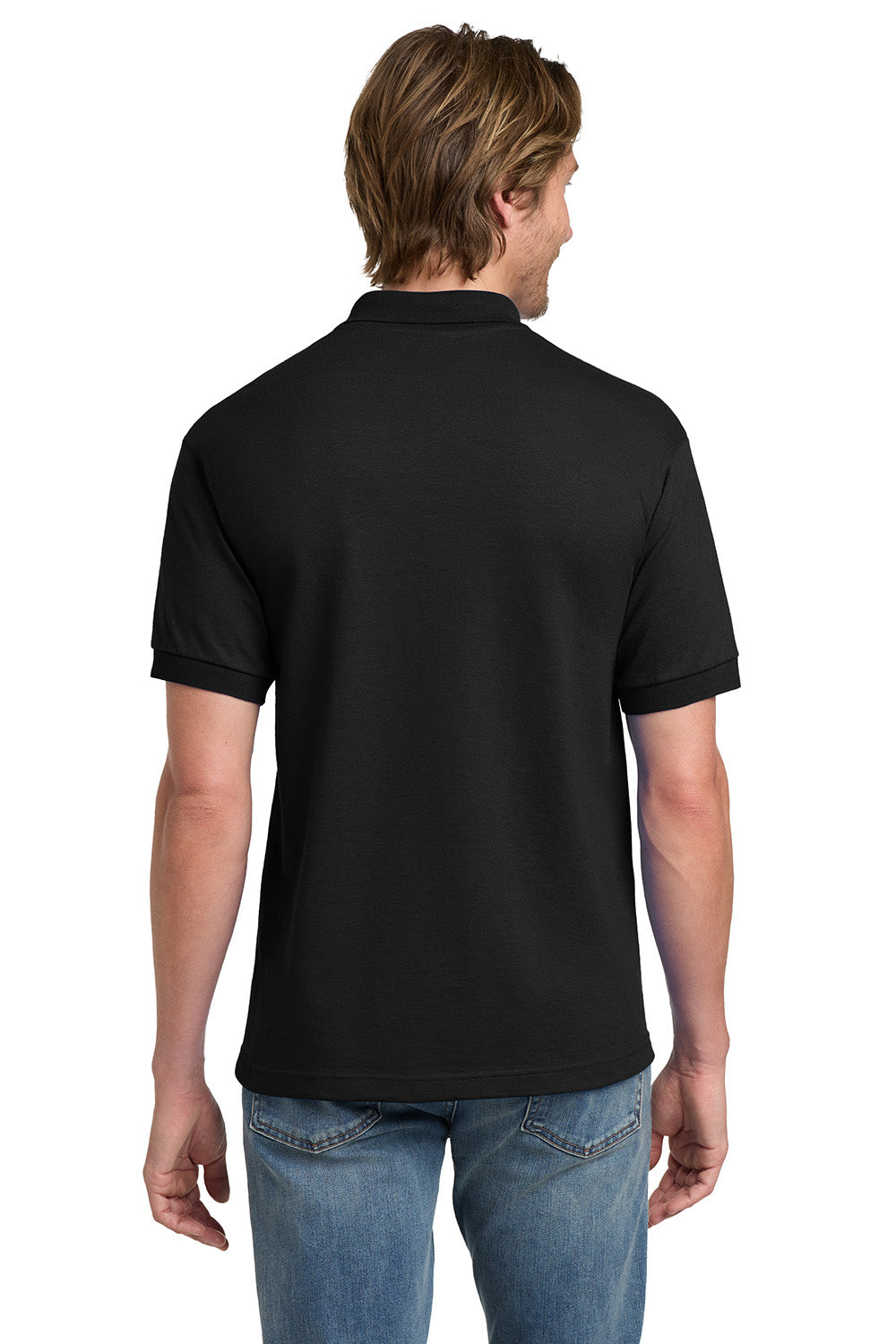 Gildan 8800/G880 Mens DryBlend Moisture Wicking Short Sleeve Polo Shirt Black Model Back