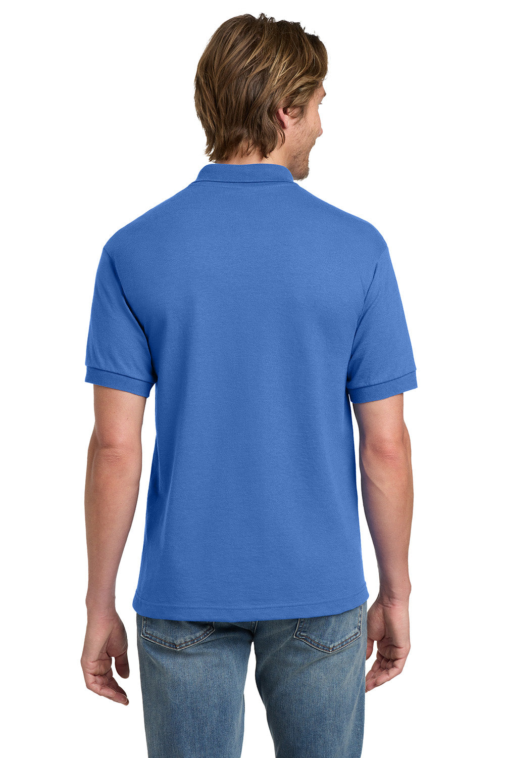 Gildan 8800/G880 Mens DryBlend Moisture Wicking Short Sleeve Polo Shirt Carolina Blue Model Back