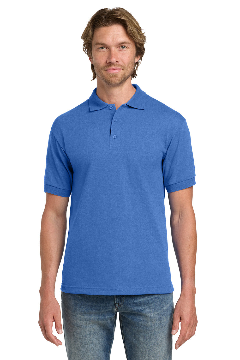 Gildan 8800/G880 Mens DryBlend Moisture Wicking Short Sleeve Polo Shirt Carolina Blue Model Front