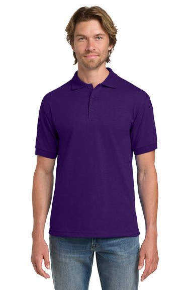 Gildan 8800/G880 Mens DryBlend Moisture Wicking Short Sleeve Polo Shirt Purple Model Front