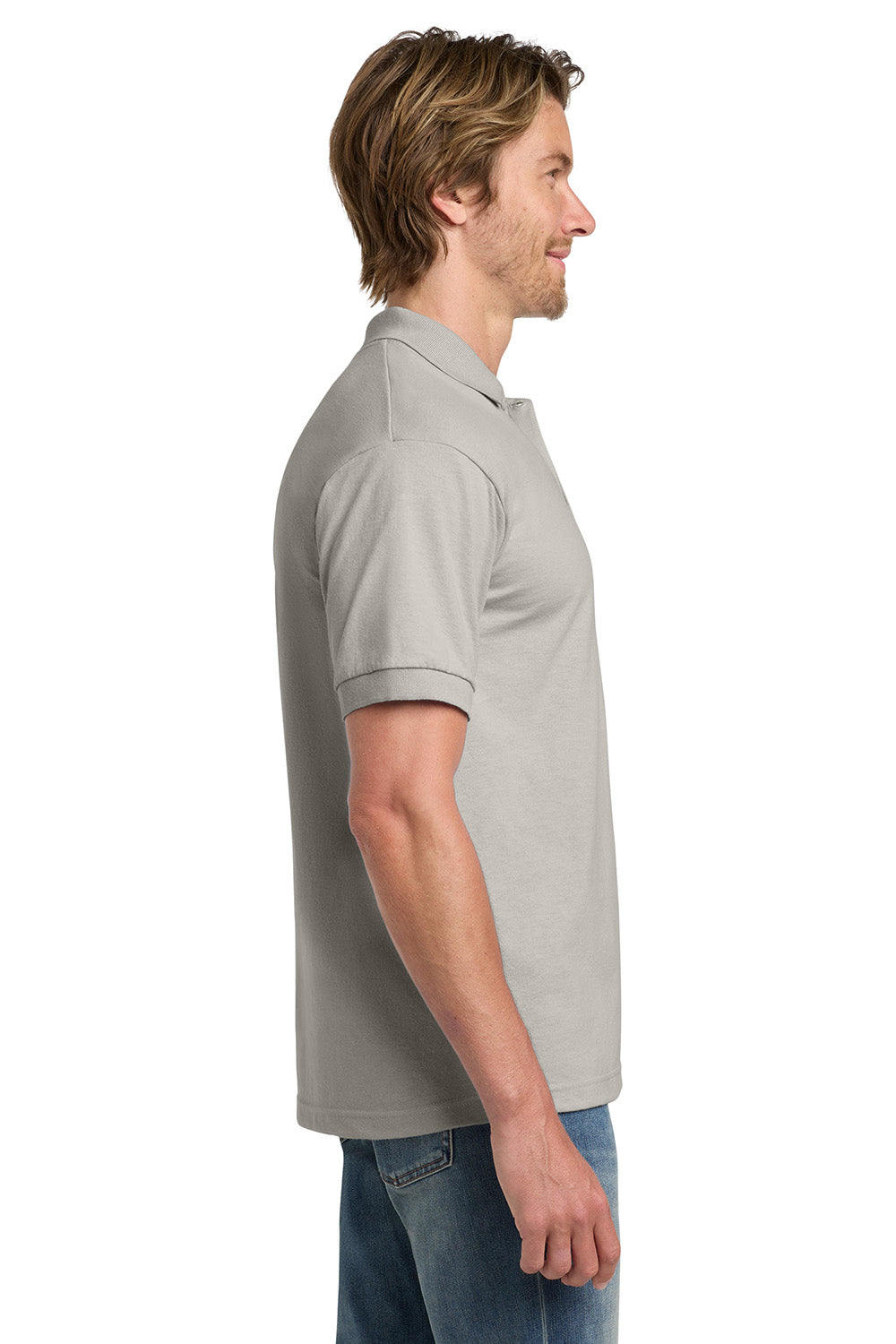 Gildan 8800/G880 Mens DryBlend Moisture Wicking Short Sleeve Polo Shirt Sand Model Side