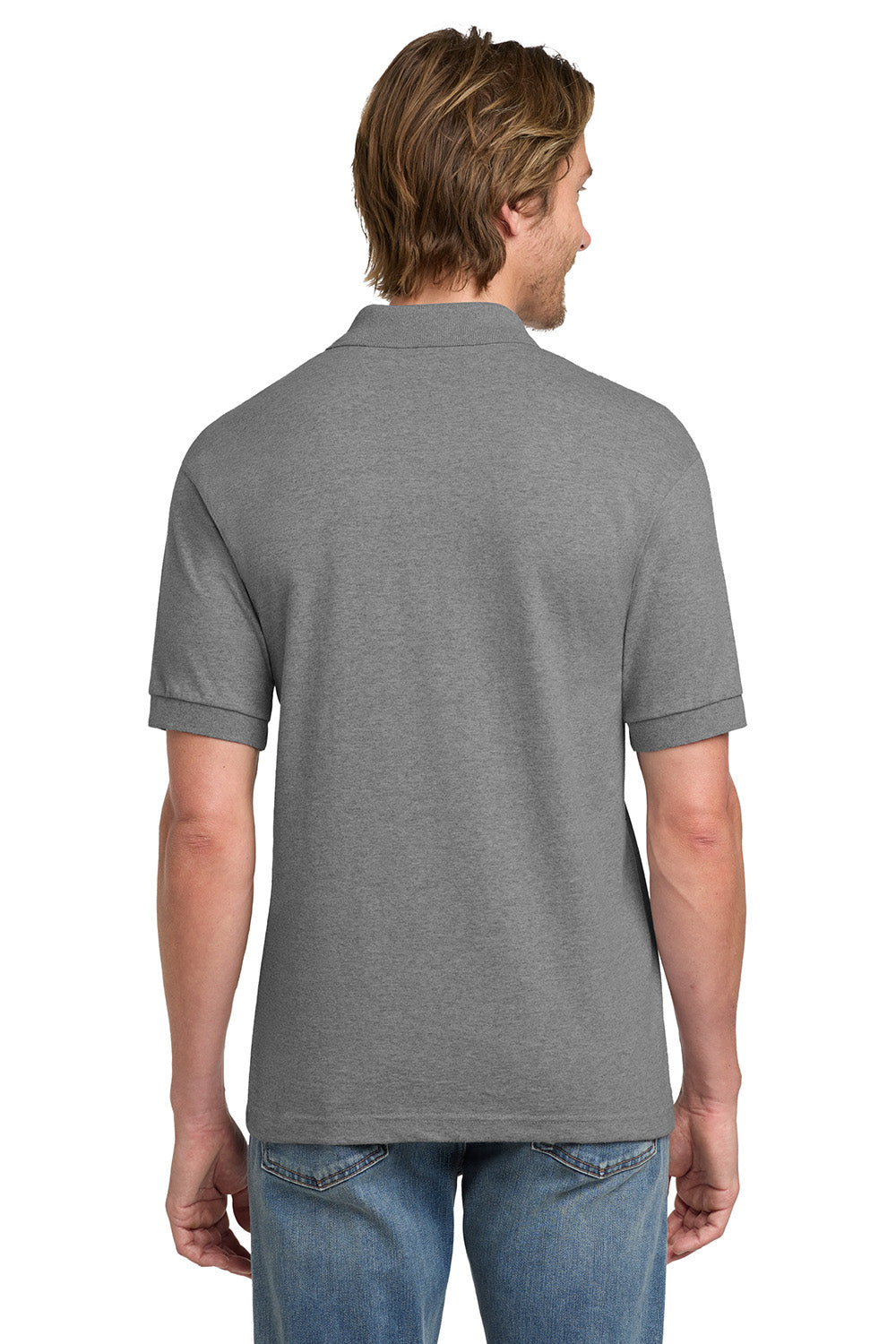 Gildan 8800/G880 Mens DryBlend Moisture Wicking Short Sleeve Polo Shirt Sport Grey Model Back