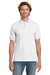 Gildan 8800/G880 Mens DryBlend Moisture Wicking Short Sleeve Polo Shirt White Model Front