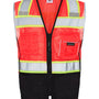 Kishigo Mens Premium Black Series Black Bottom Class 2 Vest - Fluorescent Red - NEW