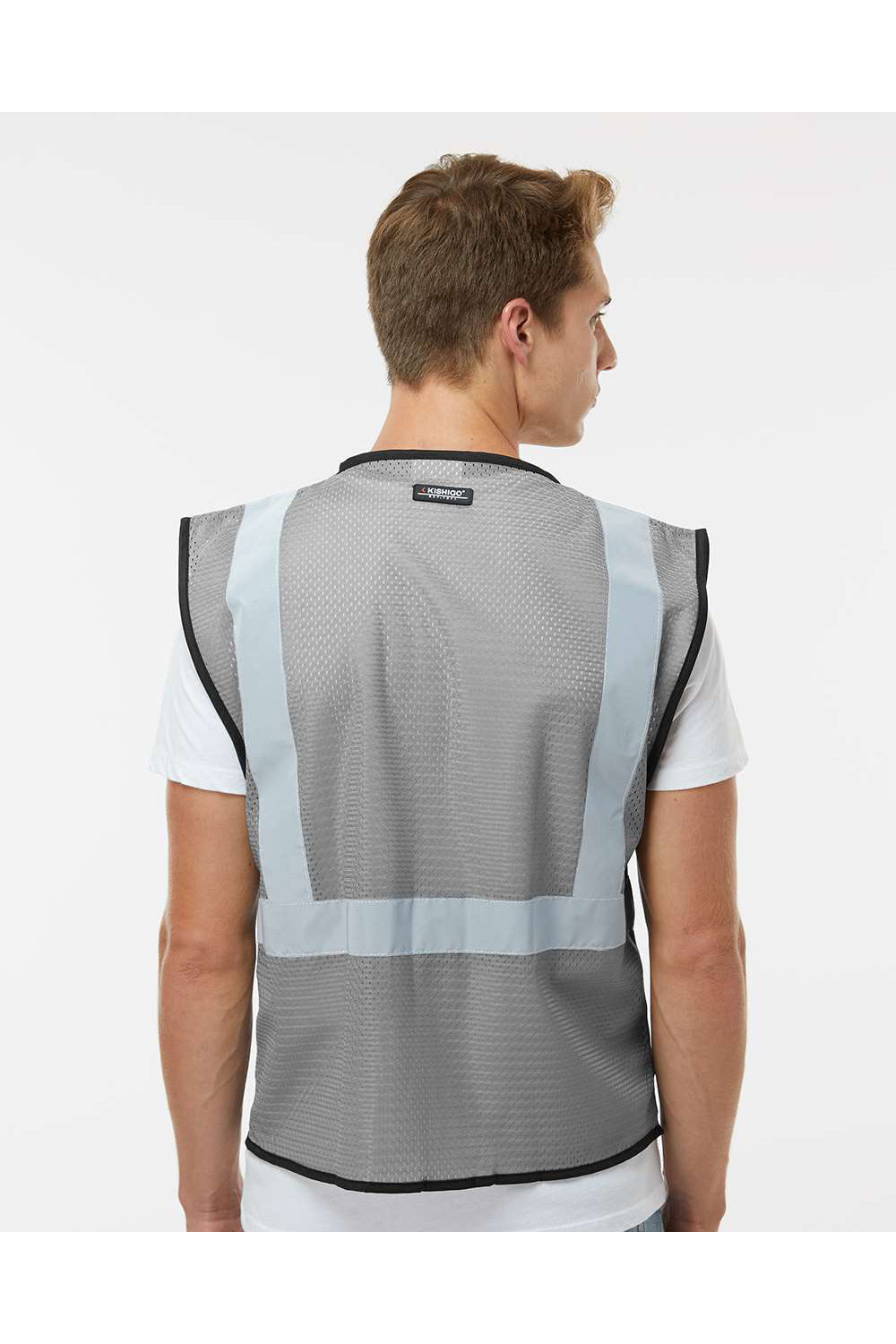 Kishigo B120-131 Mens EV Series Enhanced Visibility Non-ANSI Vest Grey Model Back