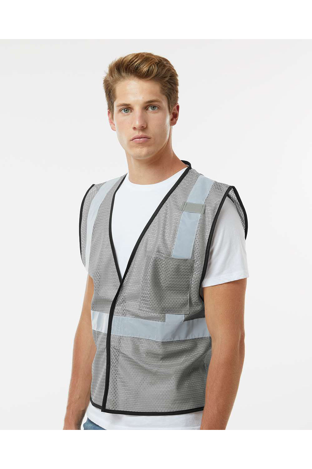 Kishigo B120-131 Mens EV Series Enhanced Visibility Non-ANSI Vest Grey Model Side