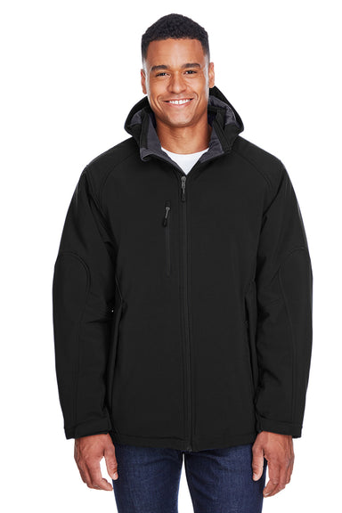 North End 88159 Mens Glacier Water Resistant Full Zip Hooded Jacket Black Model Front