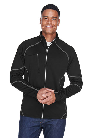 North End 88174 Mens Gravity Performance Moisture Wicking Full Zip Fleece Jacket Black Model Front