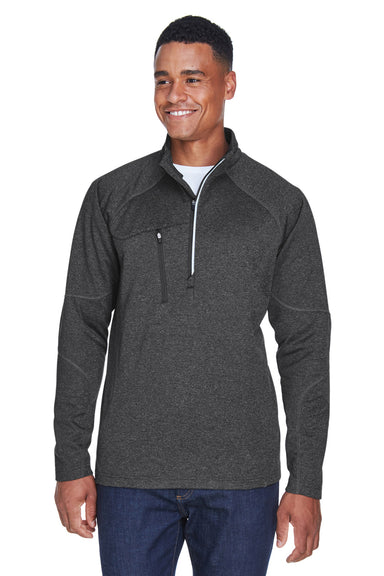 North End 88175 Mens Catalyst Performance Moisture Wicking 1/4 Zip Fleece Jacket Heather Carbon Grey Model Front