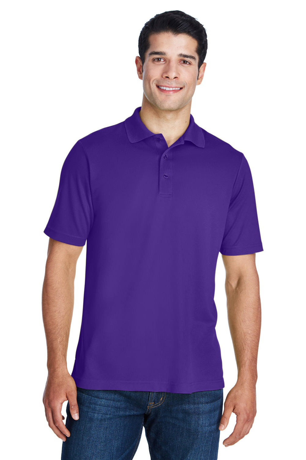 Core 365 88181/88181T Mens Origin Performance Moisture Wicking Short Sleeve Polo Shirt Campus Purple Model Front