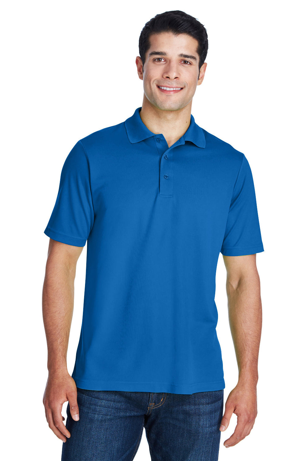 Core 365 88181/88181T Mens Origin Performance Moisture Wicking Short Sleeve Polo Shirt True Royal Blue Model Front