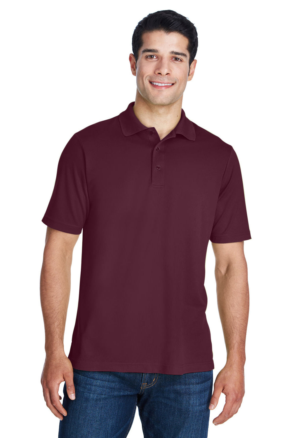 Core 365 88181/88181T Mens Origin Performance Moisture Wicking Short Sleeve Polo Shirt Burgundy Model Front