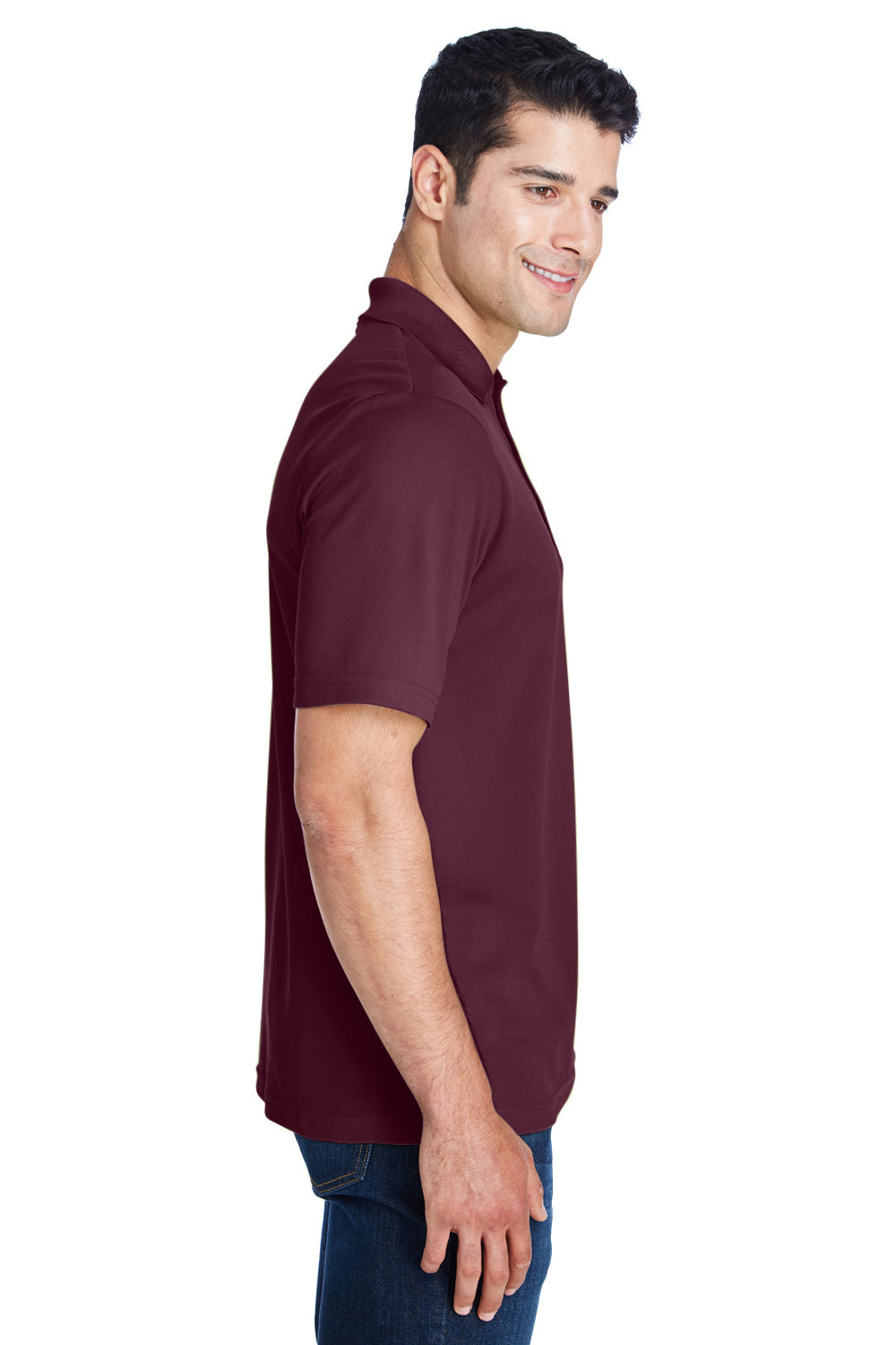 Core 365 88181/88181T Mens Origin Performance Moisture Wicking Short Sleeve Polo Shirt Burgundy Model Side