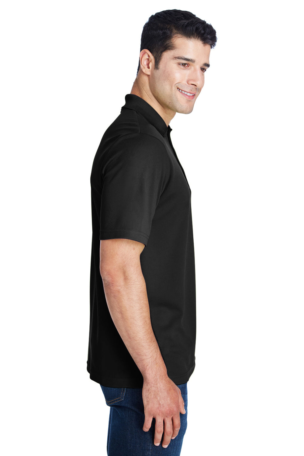 Core 365 88181/88181T Mens Origin Performance Moisture Wicking Short Sleeve Polo Shirt Black Model Side