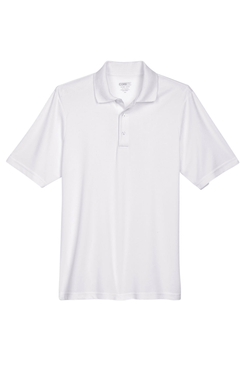 Core 365 88181/88181T Mens Origin Performance Moisture Wicking Short Sleeve Polo Shirt White Flat Front