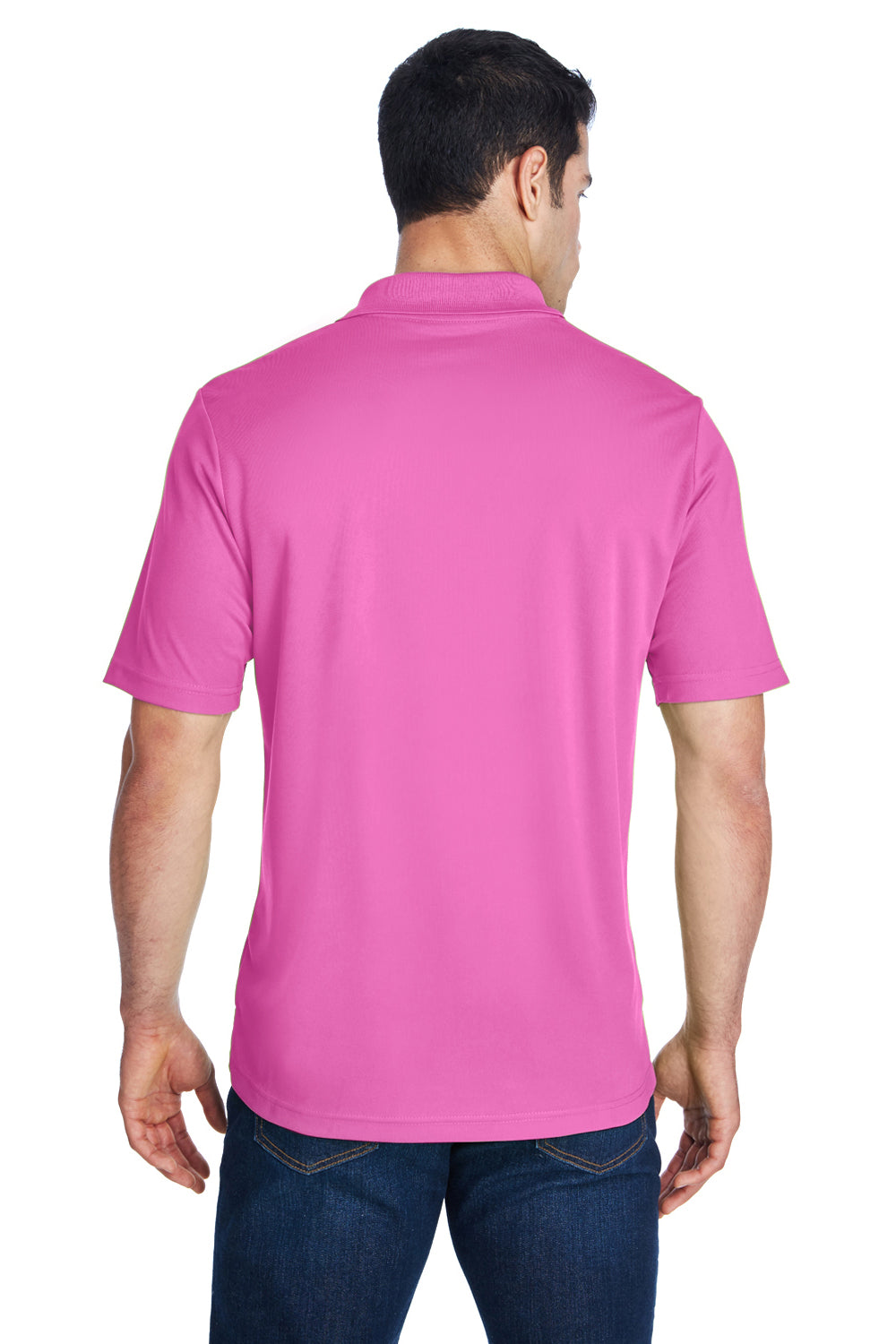 Core 365 88181/88181T Mens Origin Performance Moisture Wicking Short Sleeve Polo Shirt Charity Pink Model Back