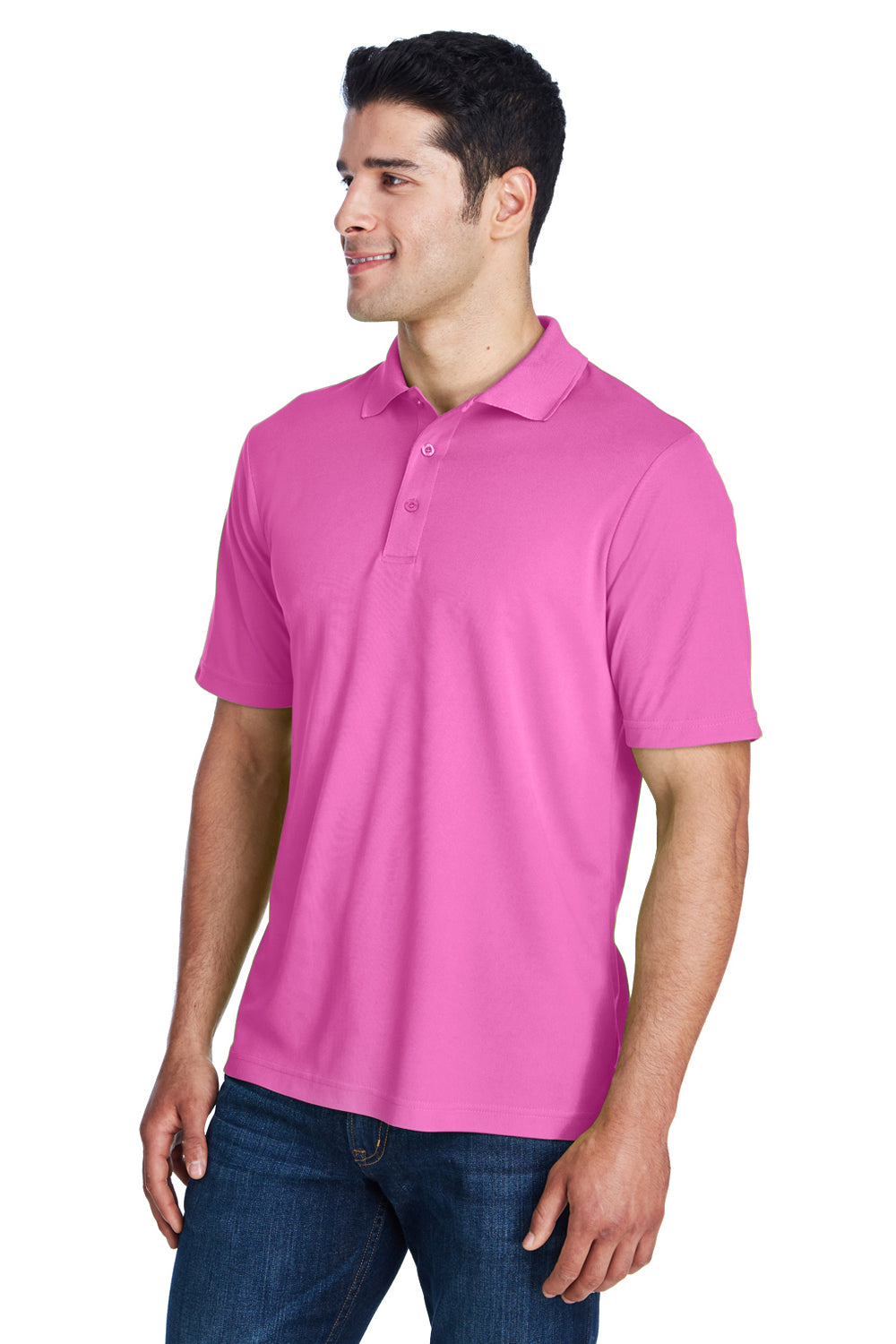 Core 365 88181/88181T Mens Origin Performance Moisture Wicking Short Sleeve Polo Shirt Charity Pink Model 3q