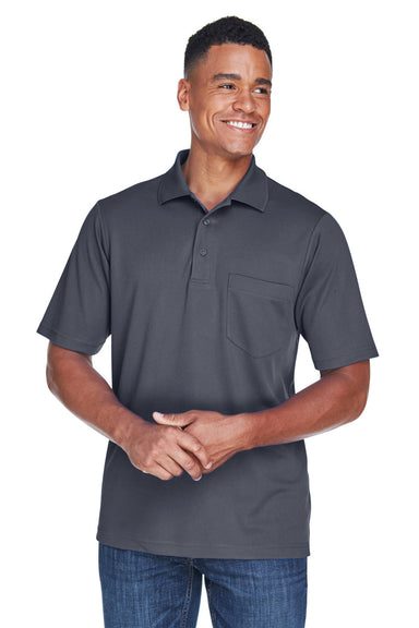 Core 365 88181P Mens Origin Performance Moisture Wicking Short Sleeve Polo Shirt w/ Pocket Carbon Grey Model Front