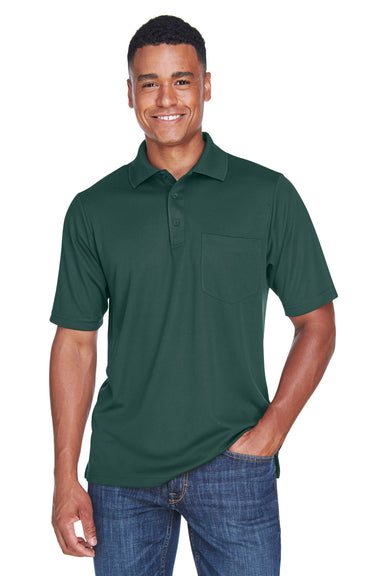 Core 365 88181P Mens Origin Performance Moisture Wicking Short Sleeve Polo Shirt w/ Pocket Forest Green Model Front