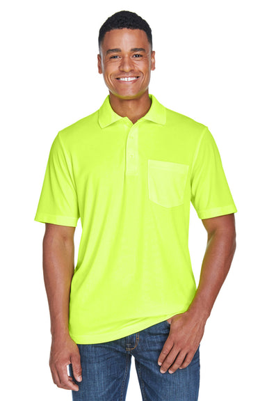 Core 365 88181P Mens Origin Performance Moisture Wicking Short Sleeve Polo Shirt w/ Pocket Safety Yellow Model Front