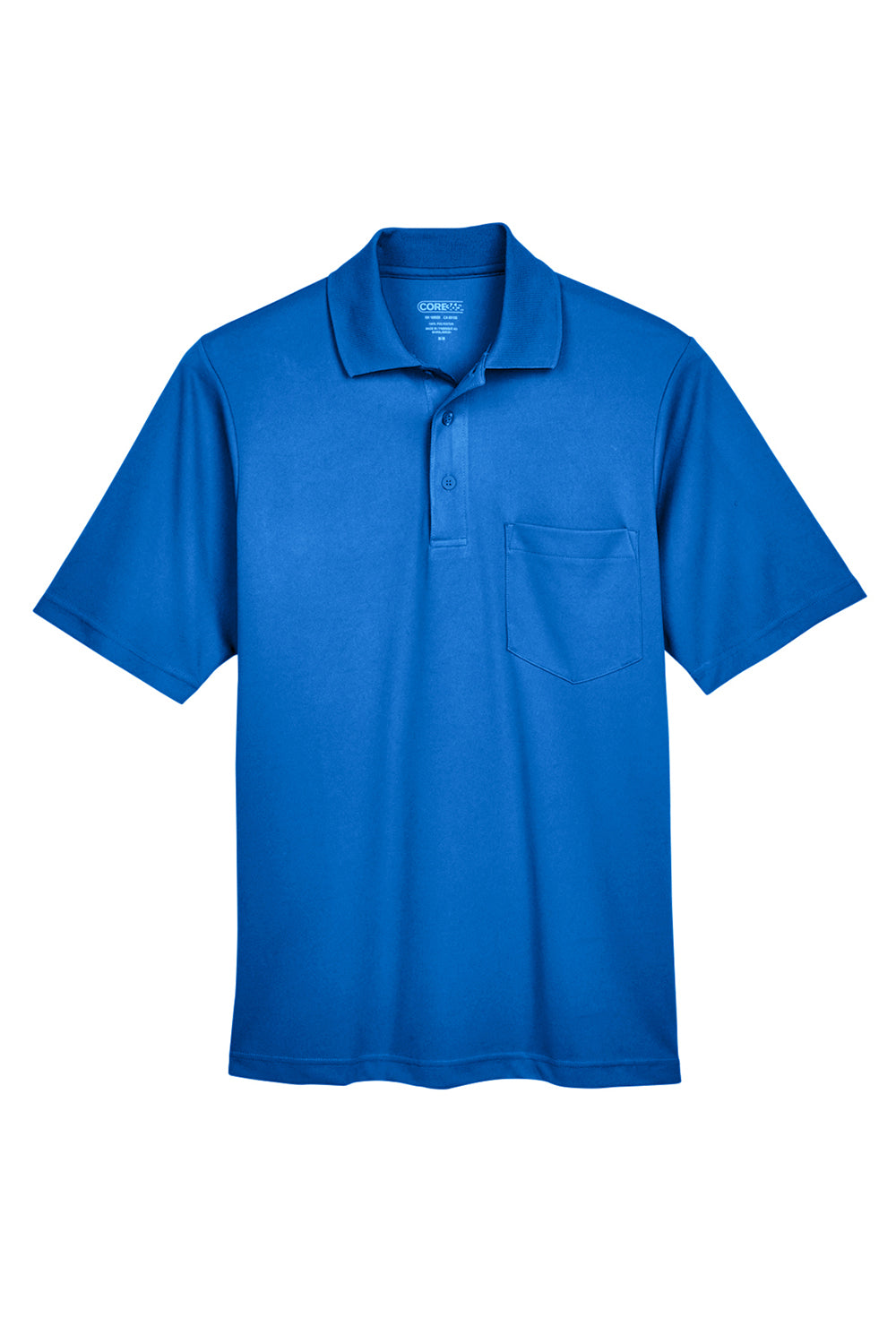 Core 365 88181P Mens Origin Performance Moisture Wicking Short Sleeve Polo Shirt w/ Pocket True Royal Blue Flat Front