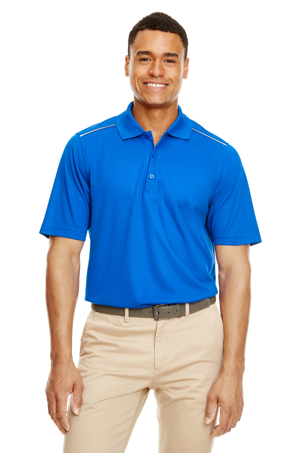 Core 365 88181R Mens Radiant Performance Moisture Wicking Short Sleeve Polo Shirt True Royal Blue Model Front