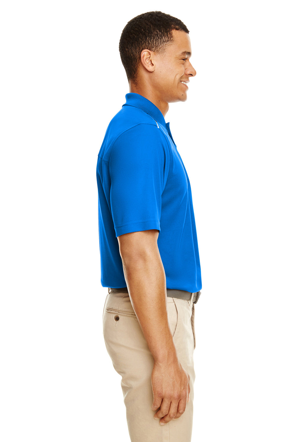 Core 365 88181R Mens Radiant Performance Moisture Wicking Short Sleeve Polo Shirt True Royal Blue Model Side