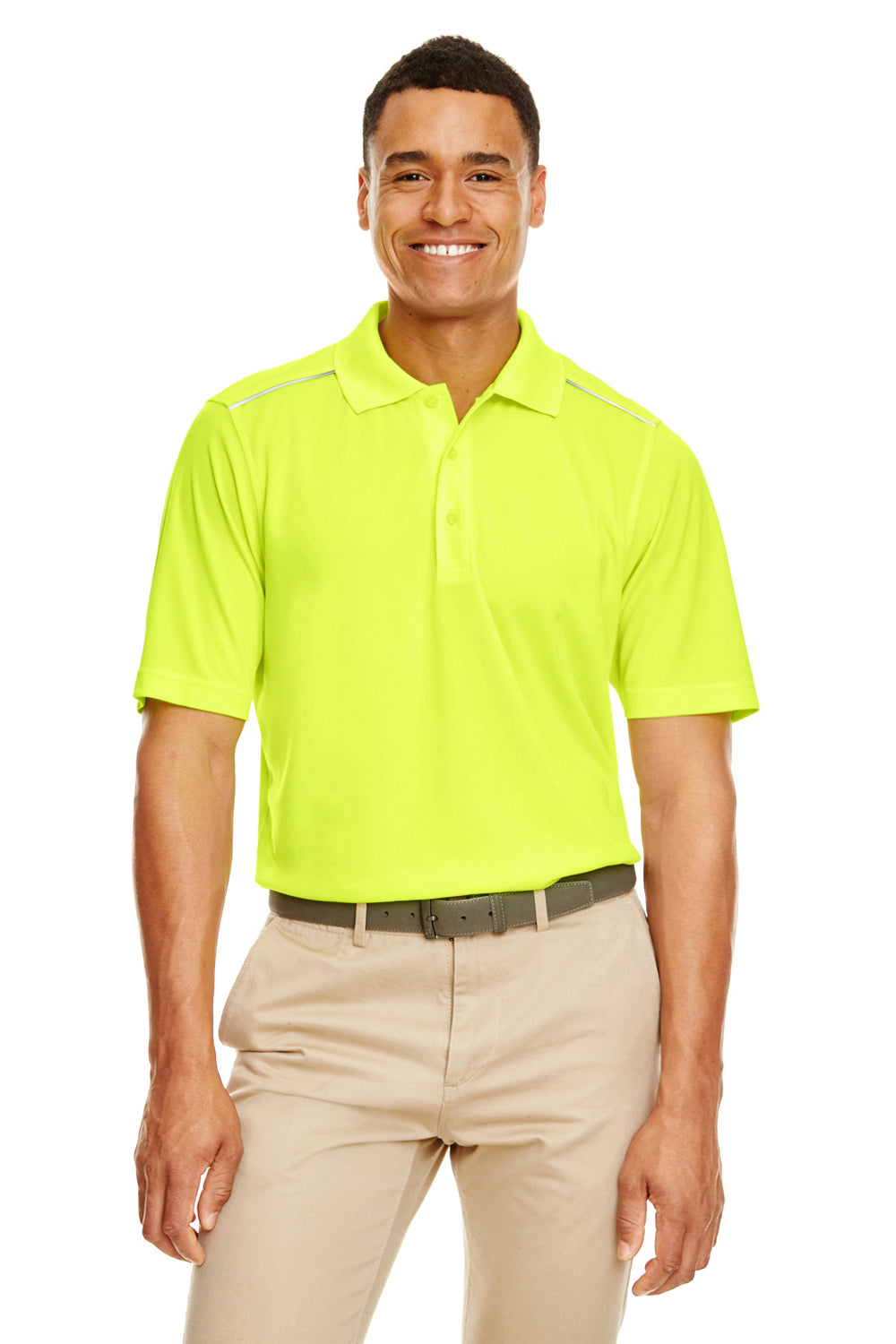 Core 365 88181R Mens Radiant Performance Moisture Wicking Short Sleeve Polo Shirt Safety Yellow Model Front