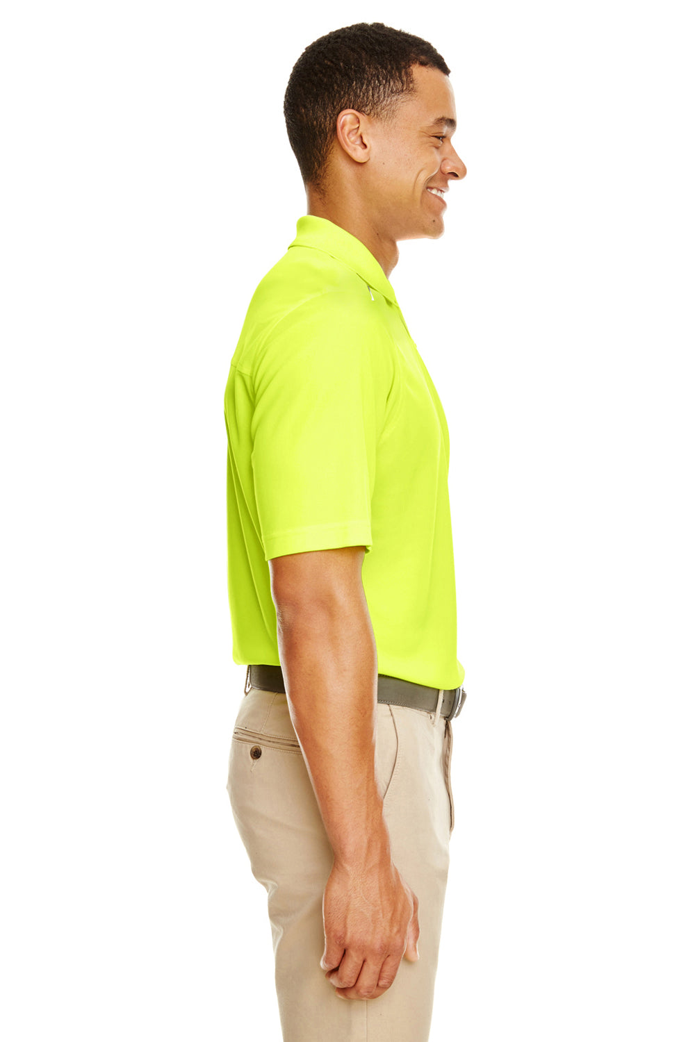 Core 365 88181R Mens Radiant Performance Moisture Wicking Short Sleeve Polo Shirt Safety Yellow Model Side