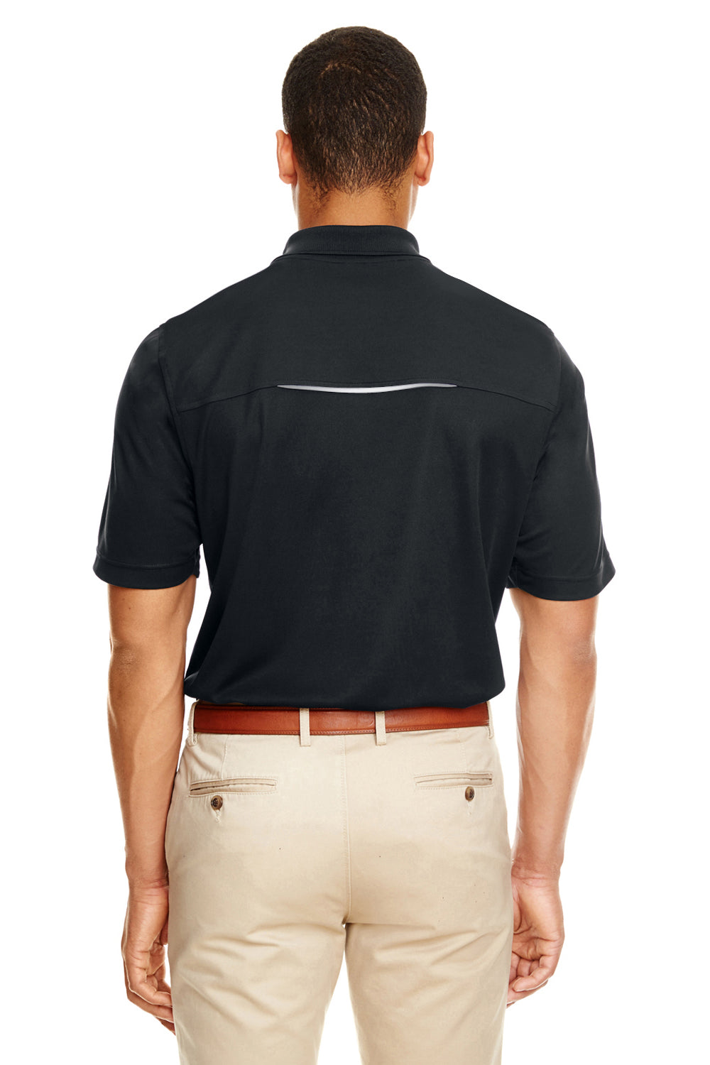 Core 365 88181R Mens Radiant Performance Moisture Wicking Short Sleeve Polo Shirt Black Model Back