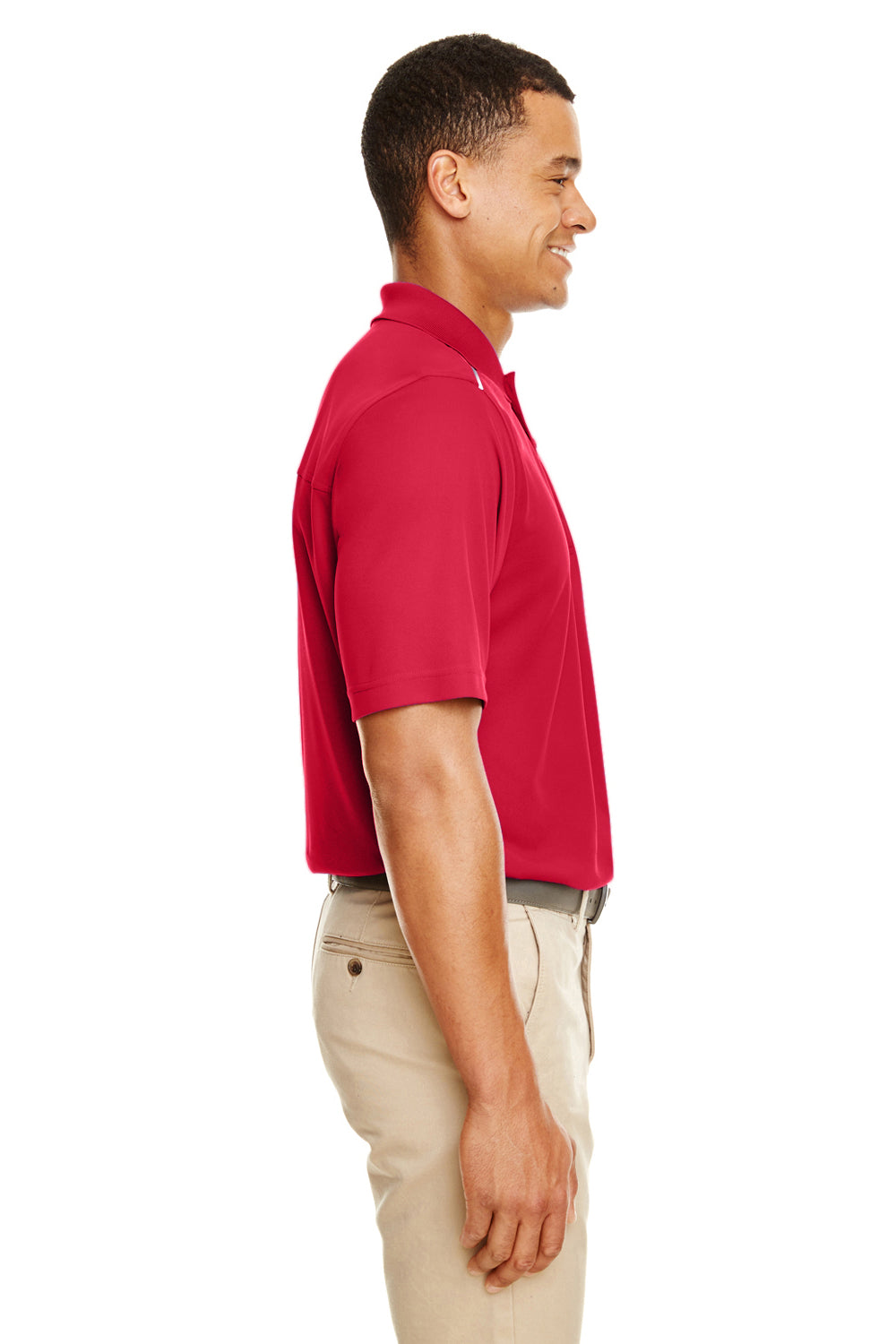 Core 365 88181R Mens Radiant Performance Moisture Wicking Short Sleeve Polo Shirt Classic Red Model Side