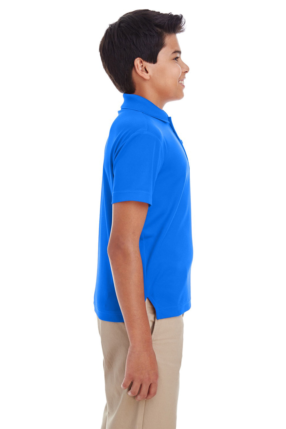 Core 365 88181Y Youth Origin Performance Moisture Wicking Short Sleeve Polo Shirt True Royal Blue Model Side