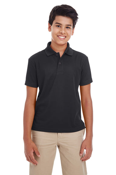 Core 365 88181Y Youth Origin Performance Moisture Wicking Short Sleeve Polo Shirt Black Model Front