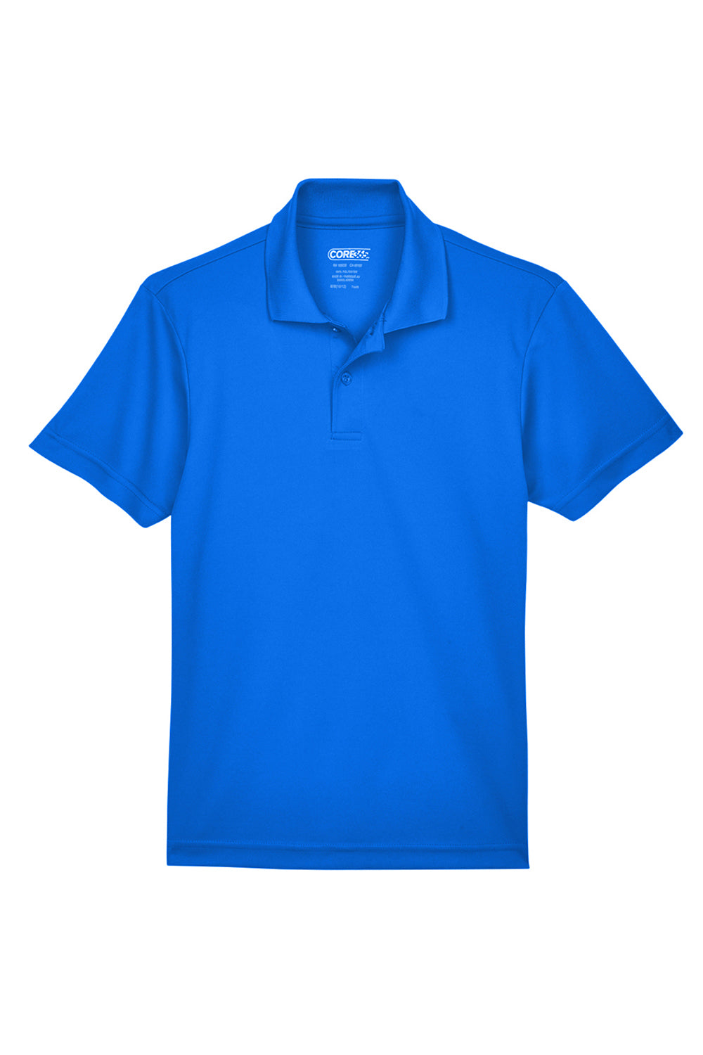 Core 365 88181Y Youth Origin Performance Moisture Wicking Short Sleeve Polo Shirt True Royal Blue Flat Front