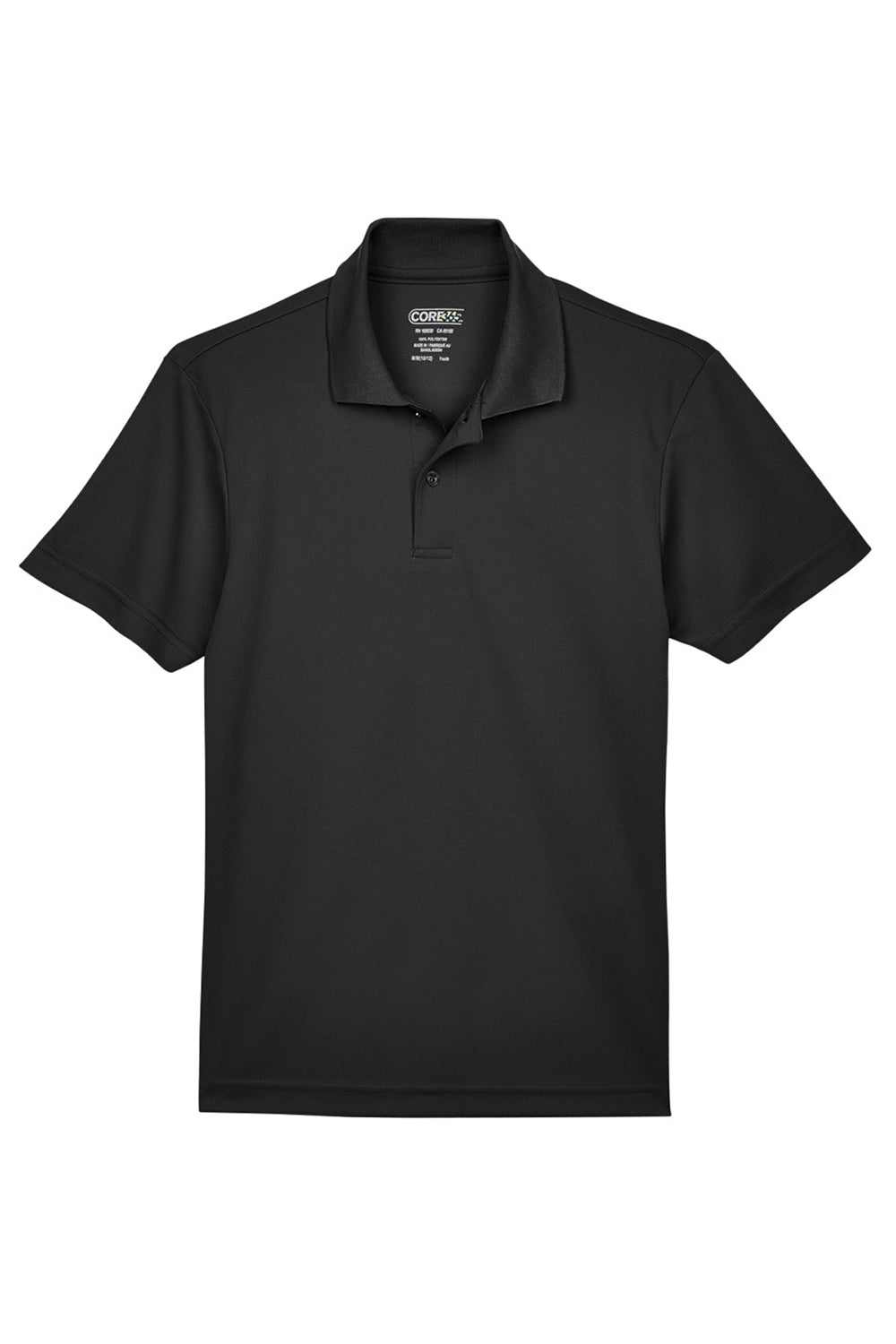 Core 365 88181Y Youth Origin Performance Moisture Wicking Short Sleeve Polo Shirt Black Flat Front